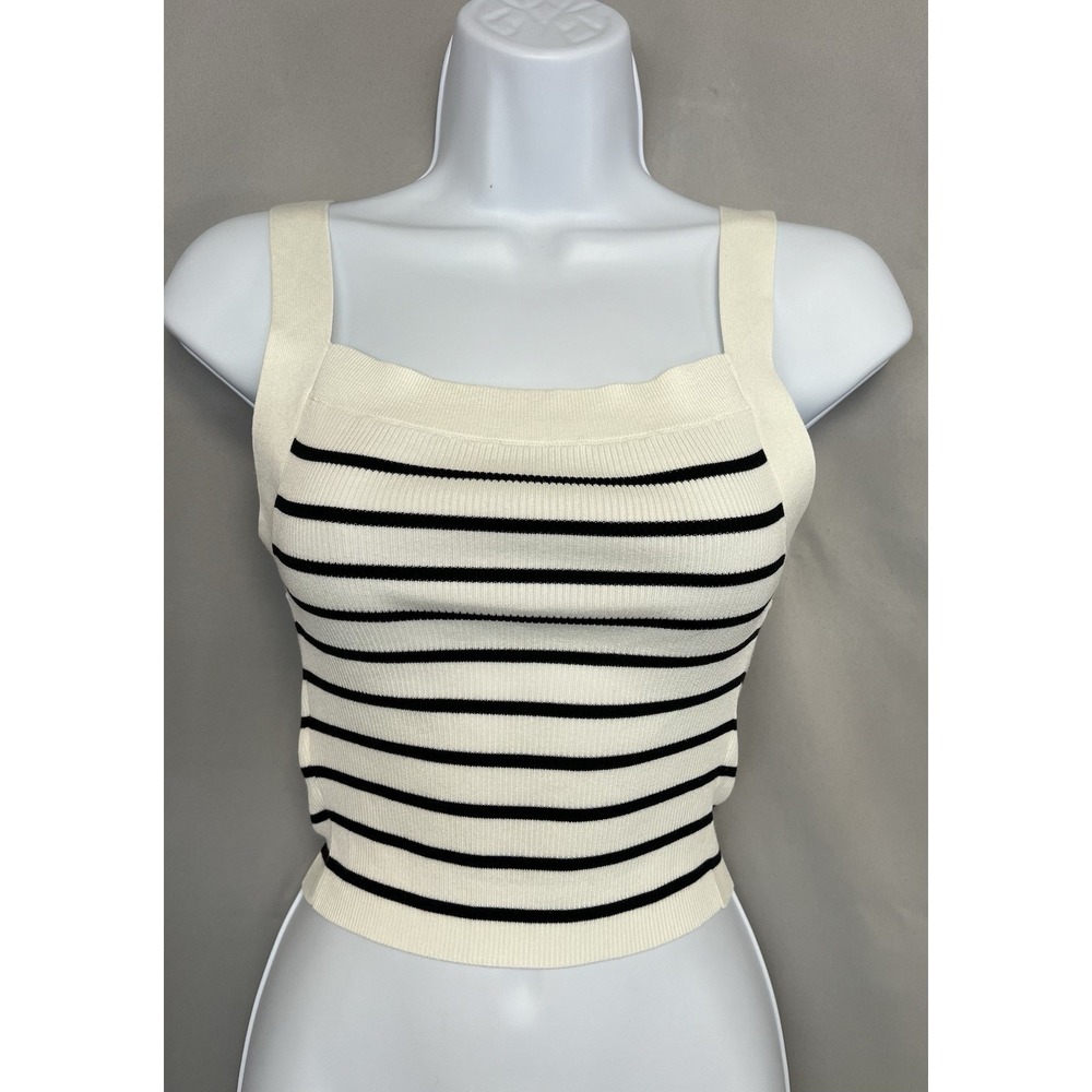 Goelia knit tank vest top‎ medium 4 black white stripes ladies bnwt new stripes